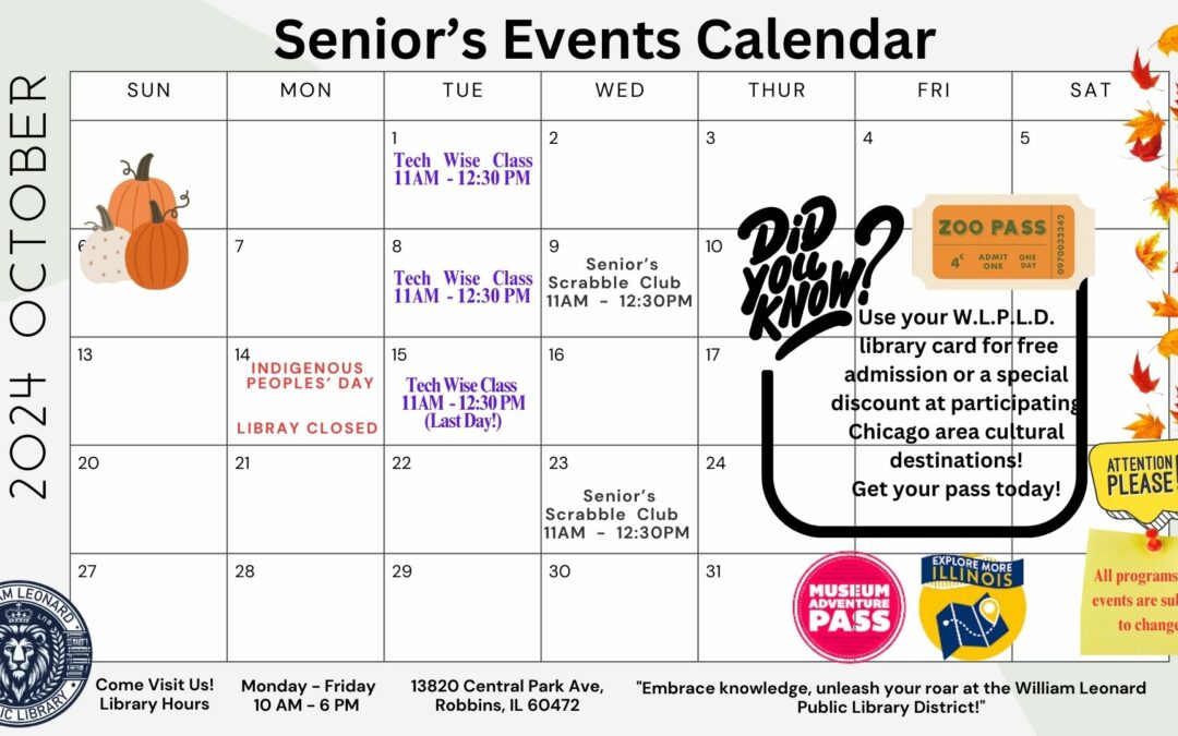 Oct. Senior Calendar