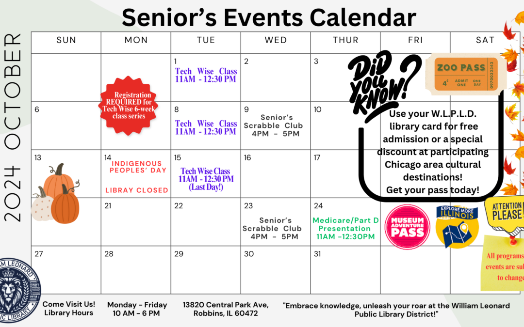 Oct. Senior Calendar